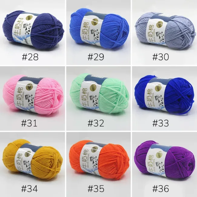 5-Ply Milk Cotton Yarn – 50g, 100m, 93 Colors - Image 4