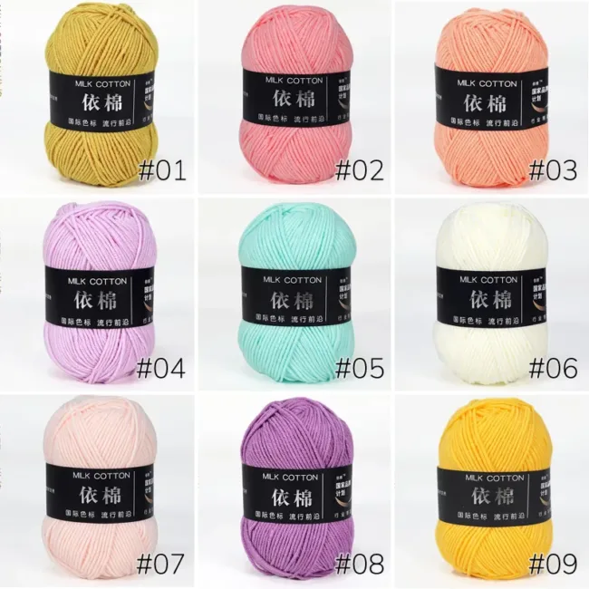 4-Ply Milk Cotton Yarn – 50g, 120m, 86 Colors - Image 2
