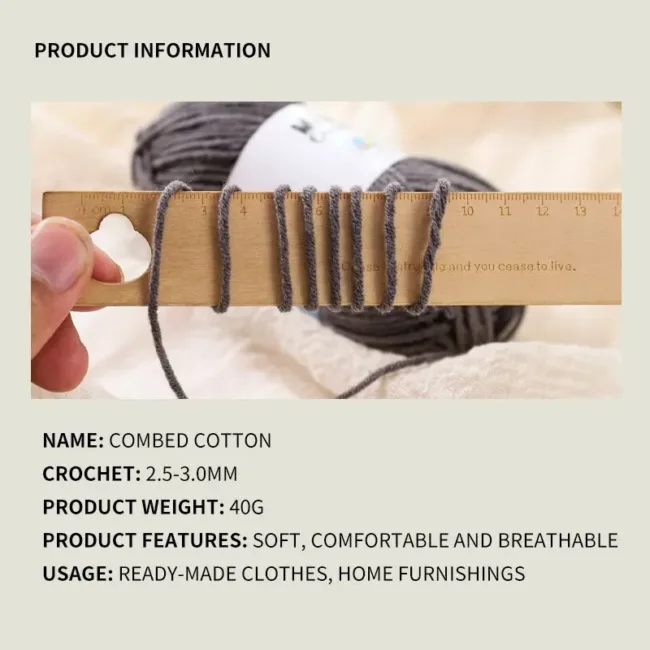 5-Ply Combed Milk Cotton Yarn – 40g, 34 Colors - Image 2