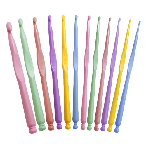 Colorful Plastic Crochet Hook Set - 12 Sizes