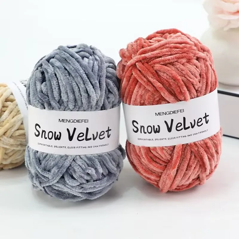Snow Velvet Solid Color Chenille Yarn - Image 3